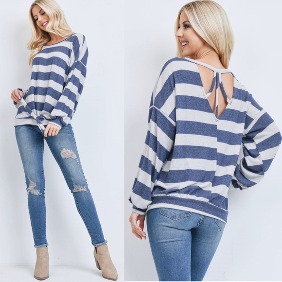 🆕Striped ballon sleeve top - Picture 4 of 6